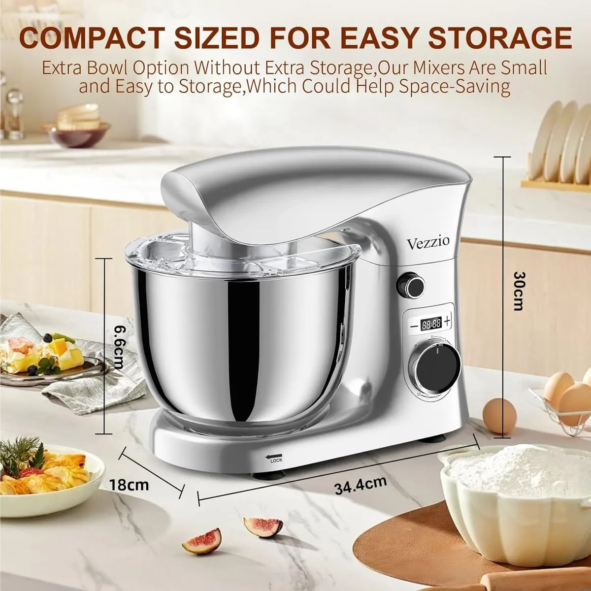 Small Stand Mixer 1500W 10-Speed Food Mixers For - Image 2