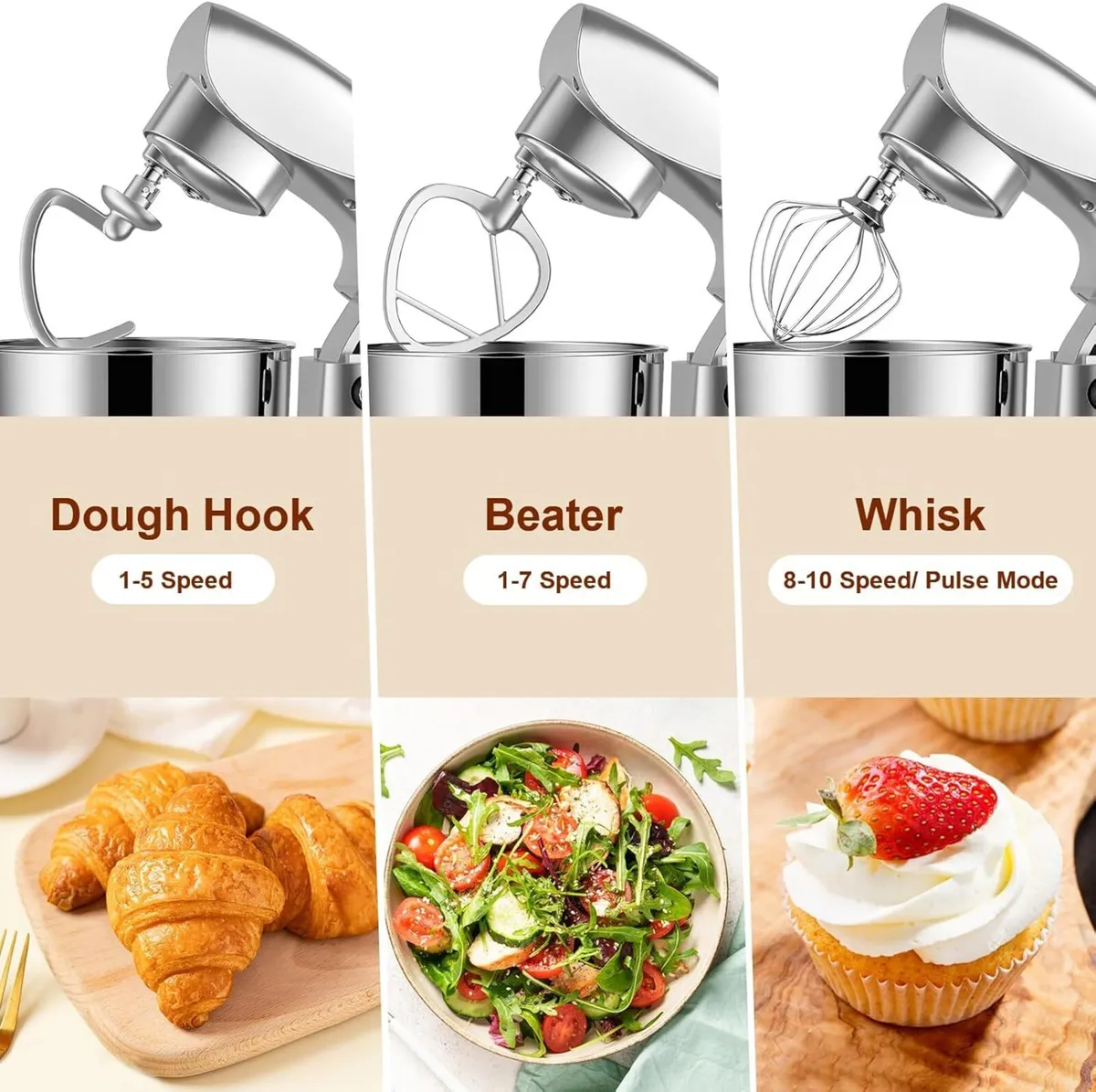 Small Stand Mixer 1500W 10-Speed Food Mixers For - Image 4