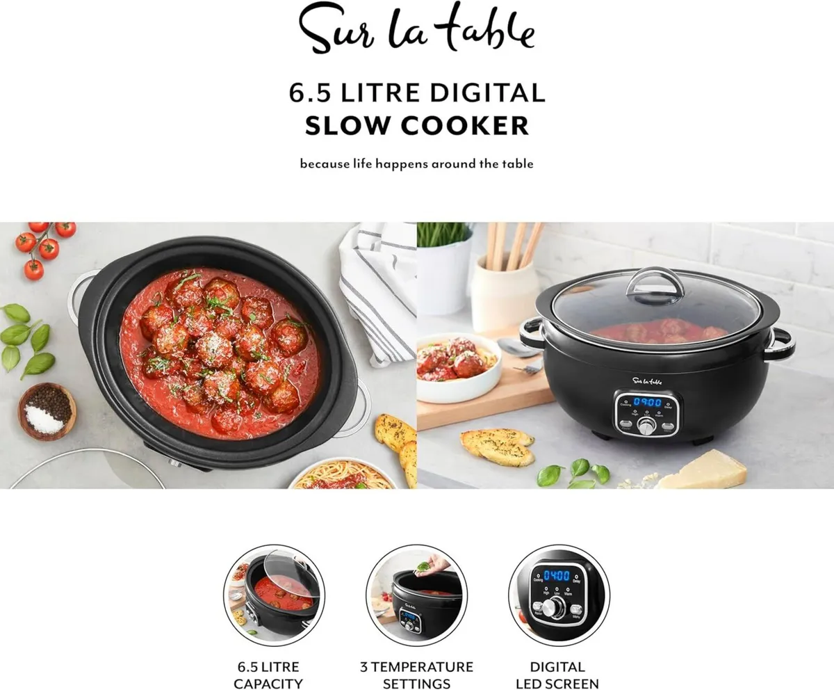 Core 6.5 Litre Digital Slow Cooker for Stews - Image 3