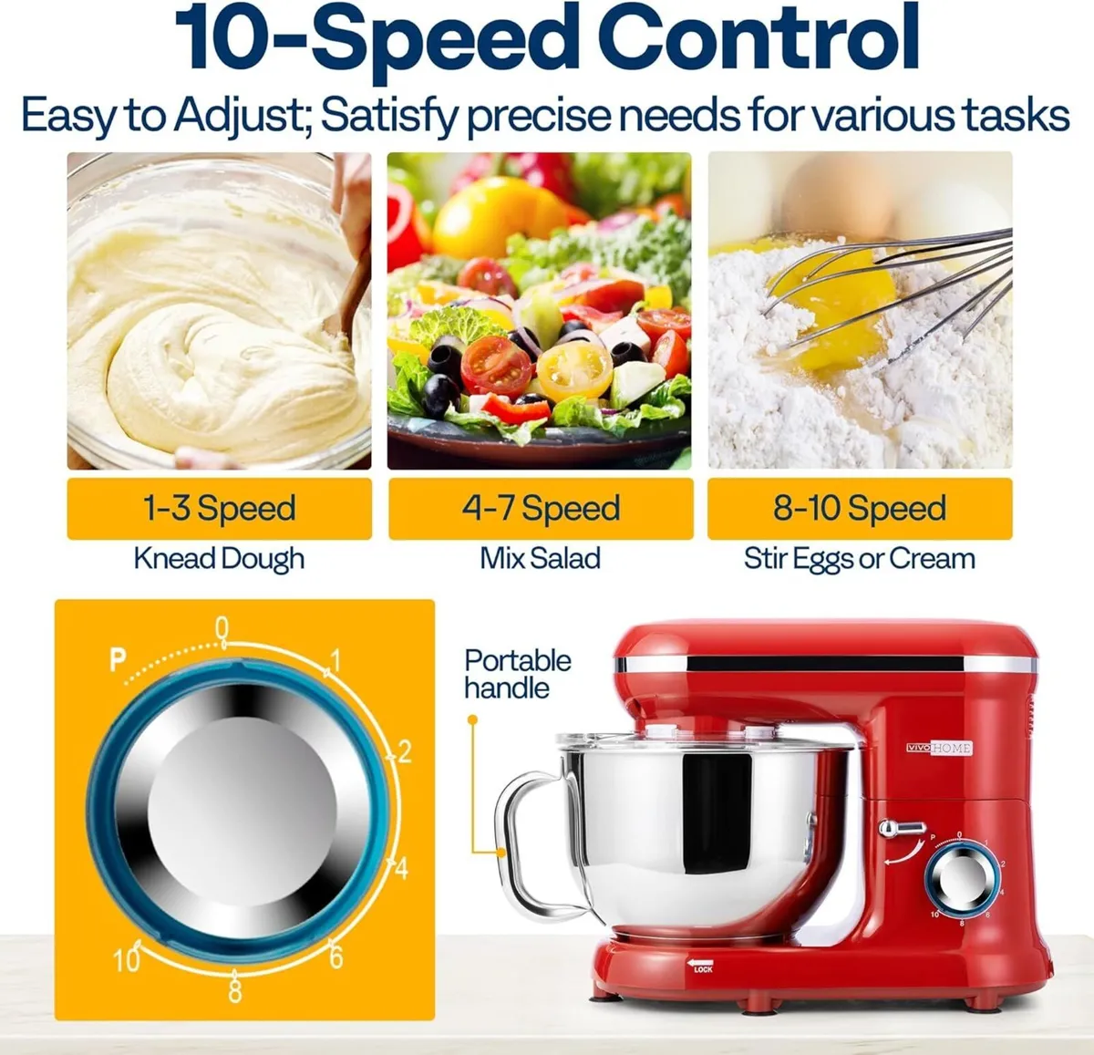 1500W Stand Mixer 5.7L Tilt-Head Kitchen 10 Speed - Image 4