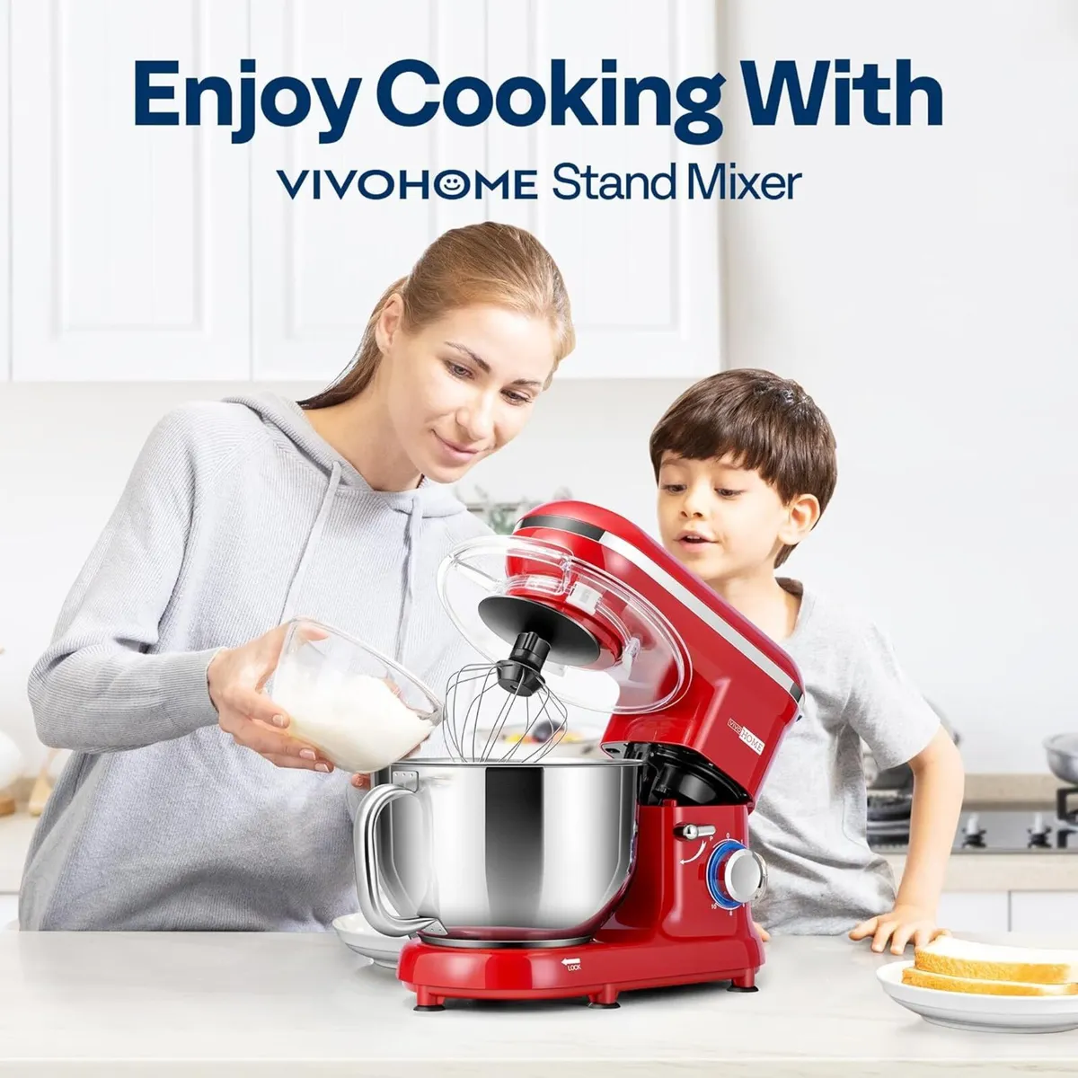 1500W Stand Mixer 5.7L Tilt-Head Kitchen 10 Speed - Image 3