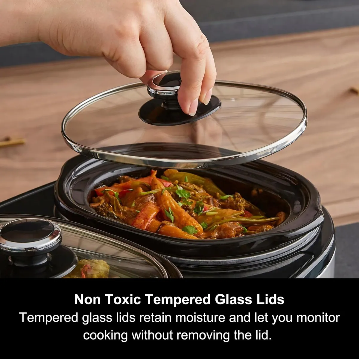 3.8L DuoServe Double Pot Slow Cooker Ceramic Pots - Image 4