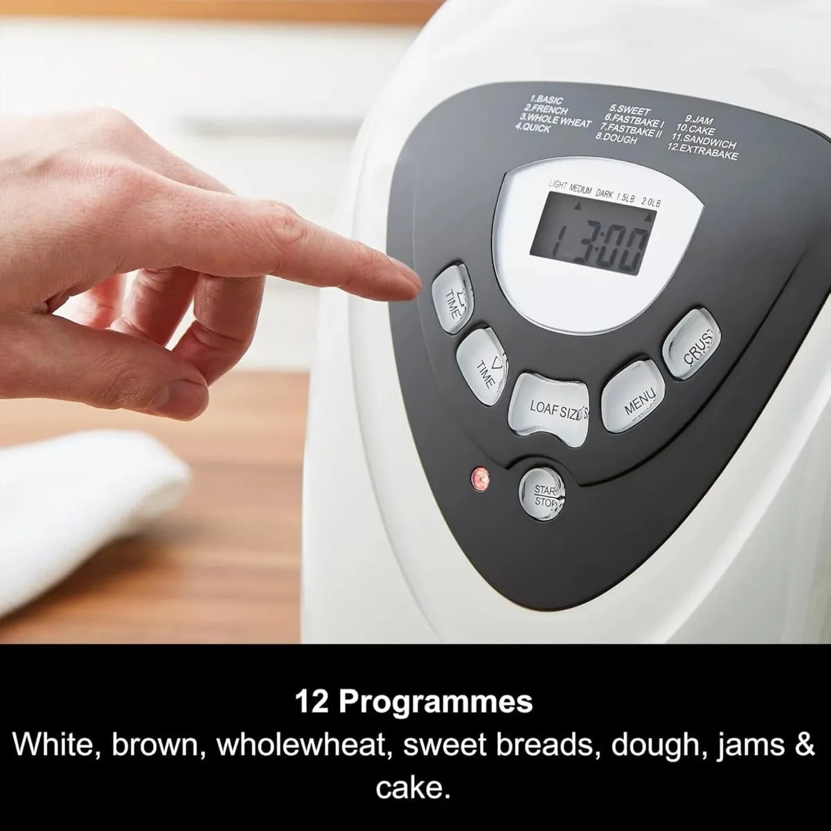 Fastbake Breadmaker 12 Programmes 1.5lb 2lb Loaf - Image 3