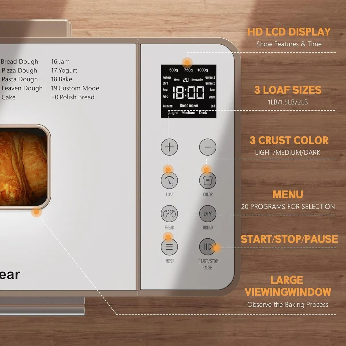 Bread Maker Upgrade 20 Function Machine with - Image 2