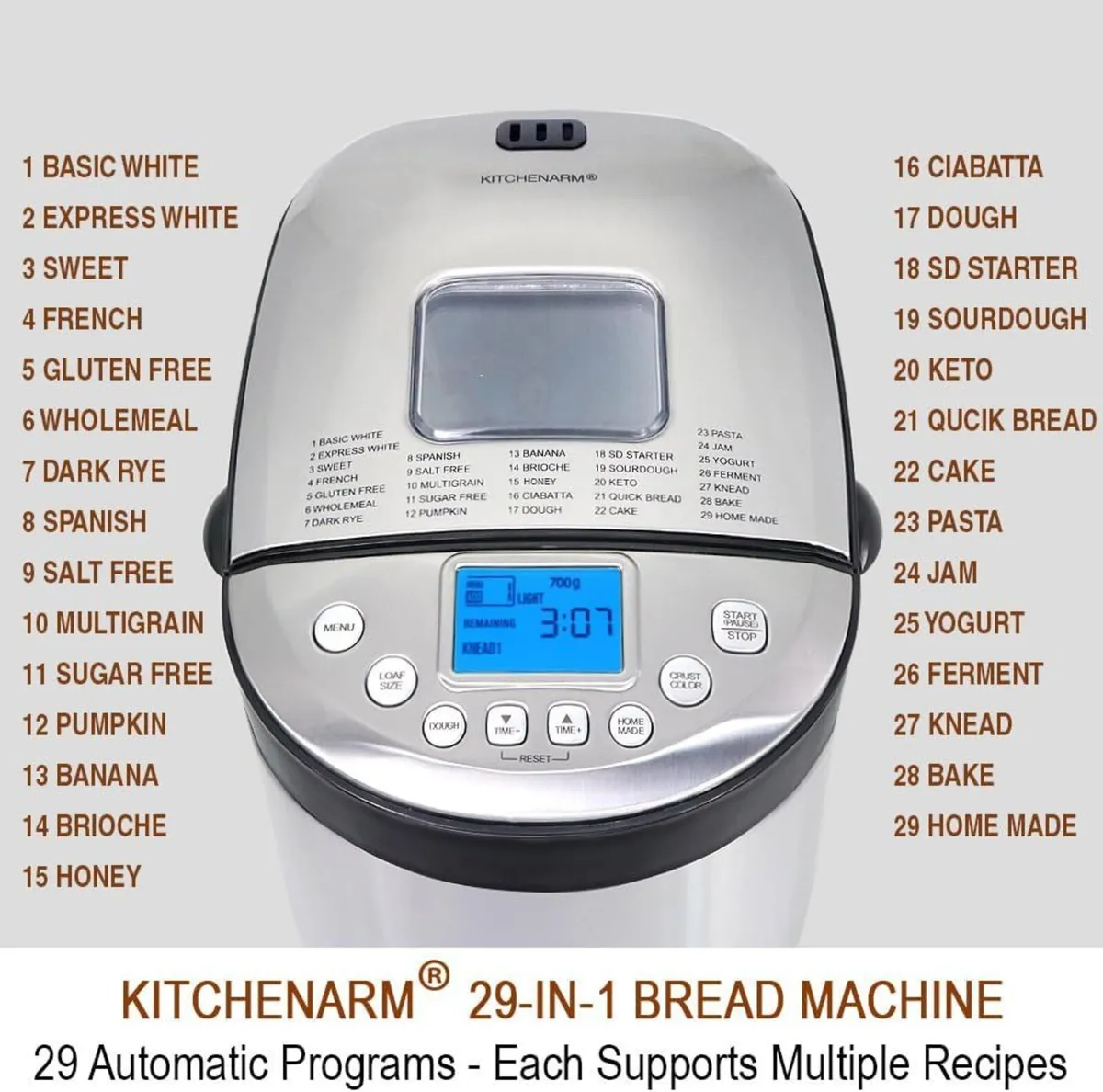 29-in-1 SMART Bread Maker Machine Model with - Image 3