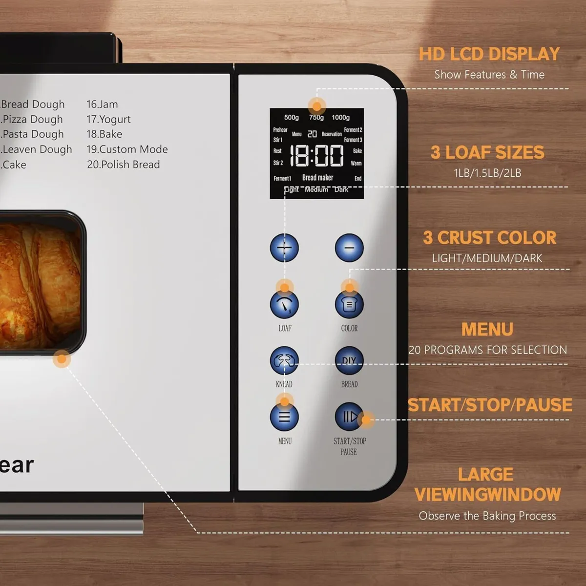 Bread Maker Upgrade 20 Function Non-stick Pan - Image 2