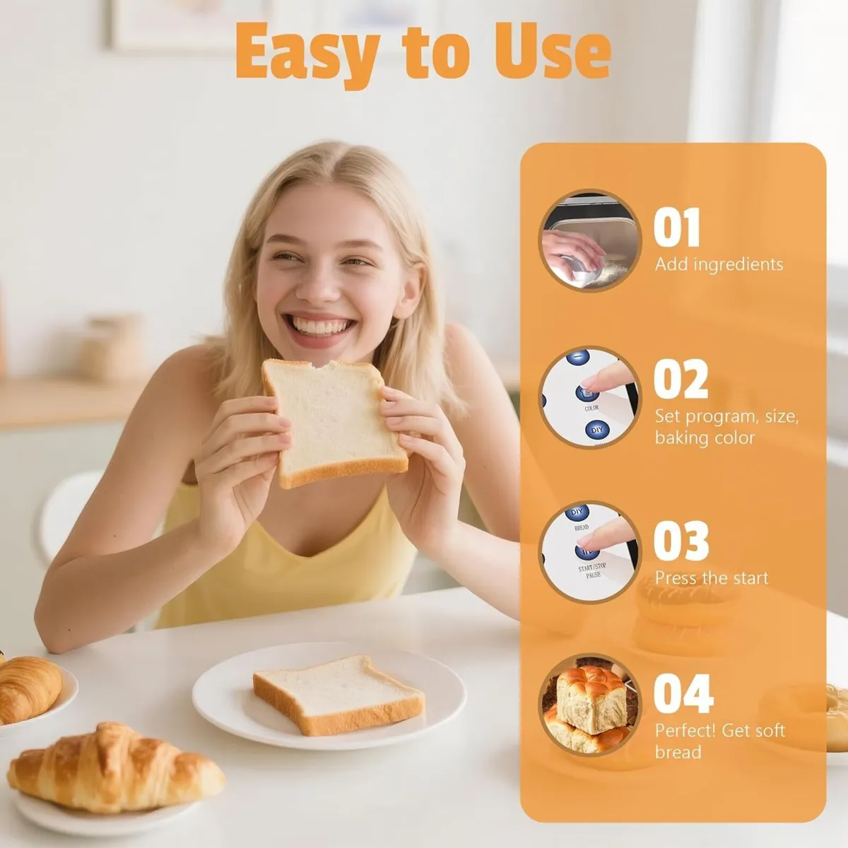 Bread Maker Upgrade 20 Function Non-stick Pan - Image 4