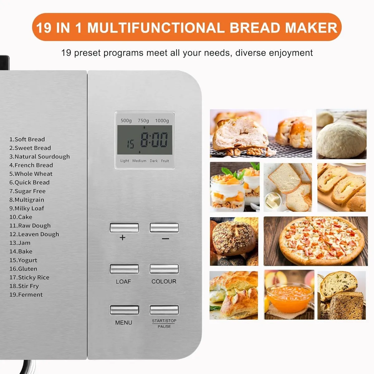 Bread Maker Machines 19 in 1 Stainless Steel - Image 3