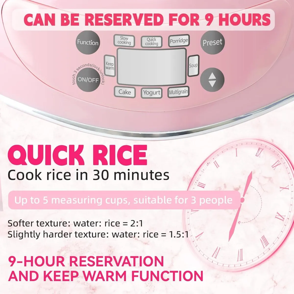 Peach Heart Shape Rice Cooker 6 In 1 Pink Smart - Image 4
