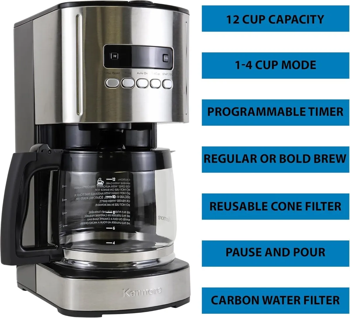 Drip Coffee Maker Machine 12-cup 1.8L Programmable - Image 4