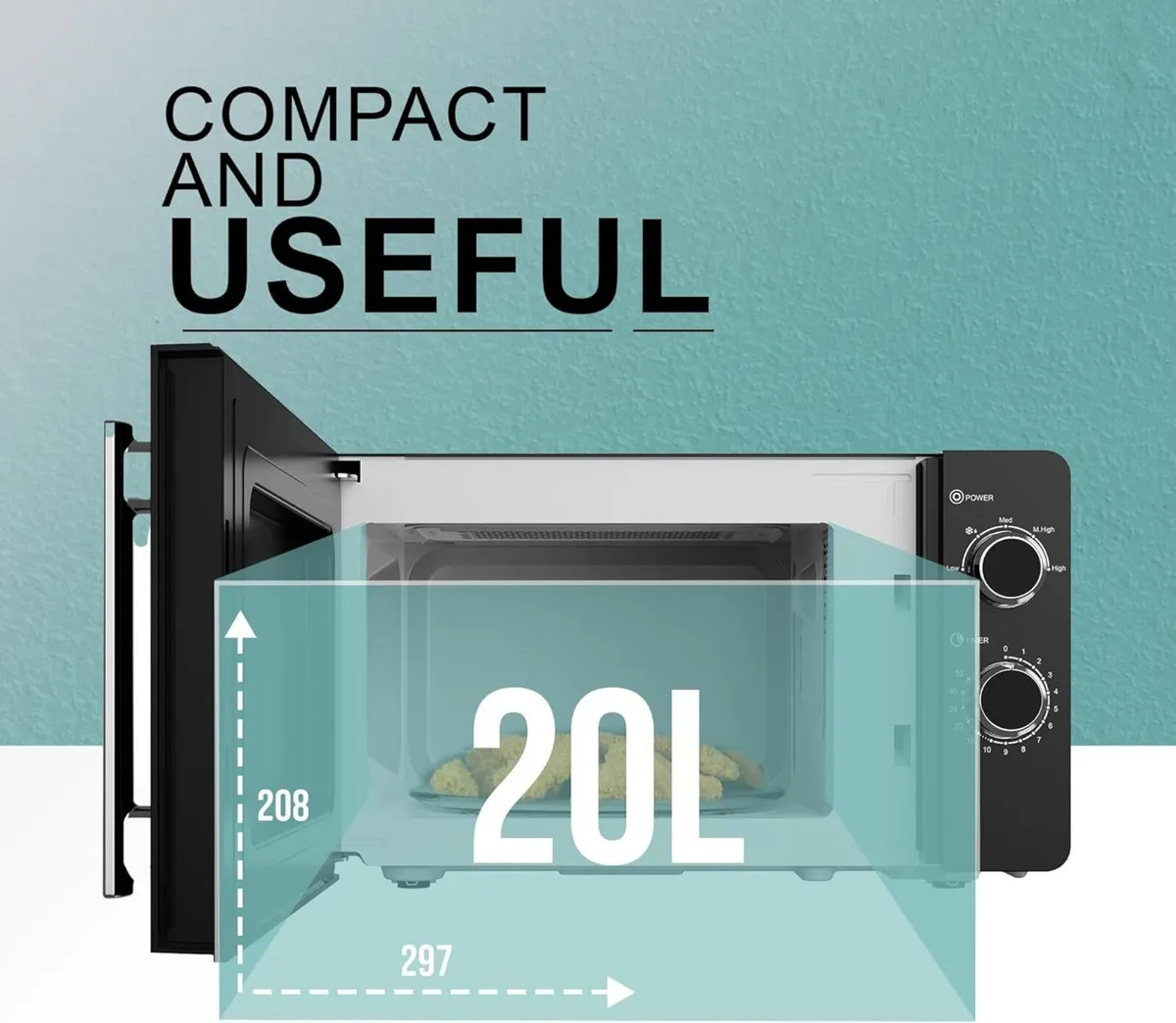 800W Microwave Compact Size Oven with Manual - Image 3