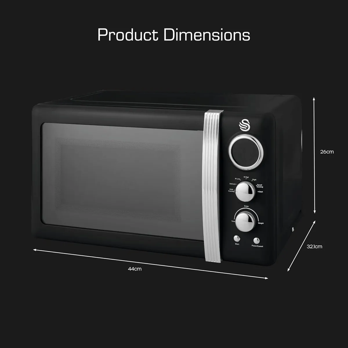 Retro LED Digital Microwave Black 20L 800W 6 - Image 2