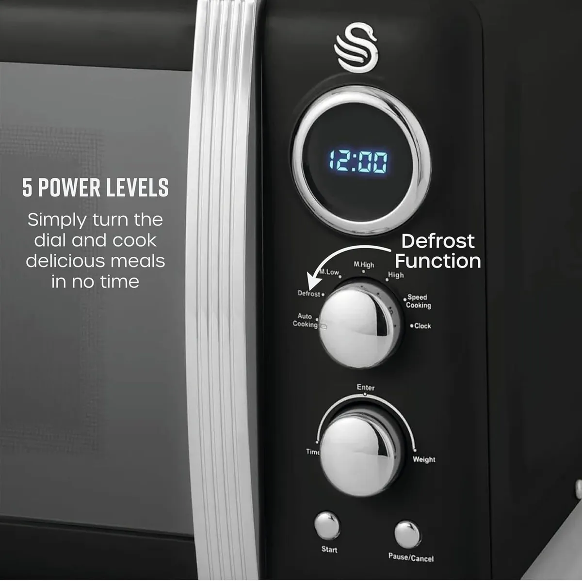 Retro LED Digital Microwave Black 20L 800W 6 - Image 4