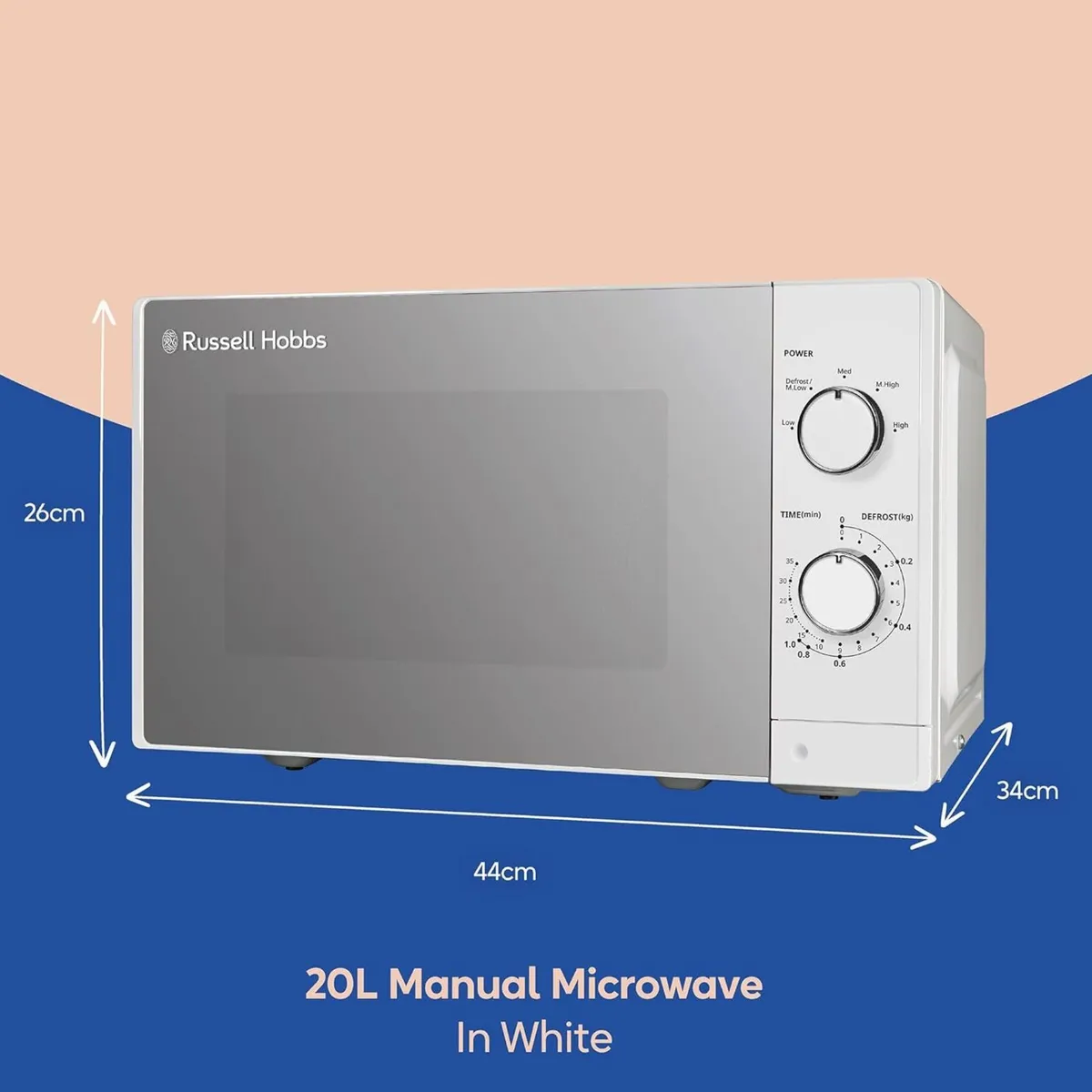 20 Litre 800W White Solo Manual Microwave 5 Power - Image 3
