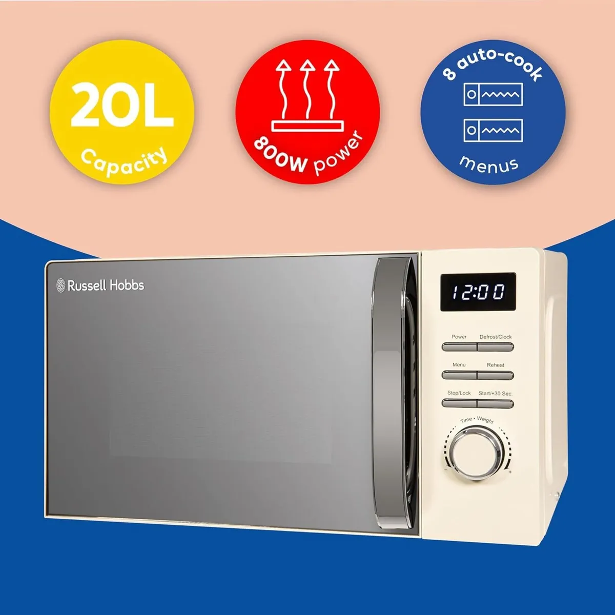 Digital Microwave 20L 800W in Cream with 5 Power - Image 3