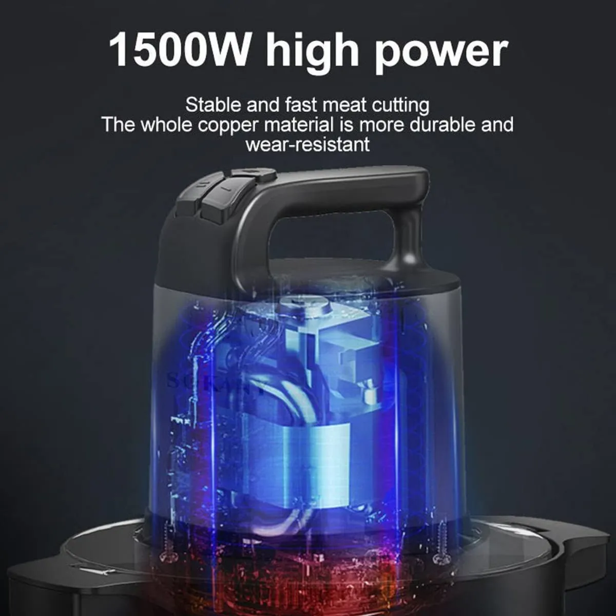 1500W Electric Chopper with 6.5L Stainless Steel - Image 4