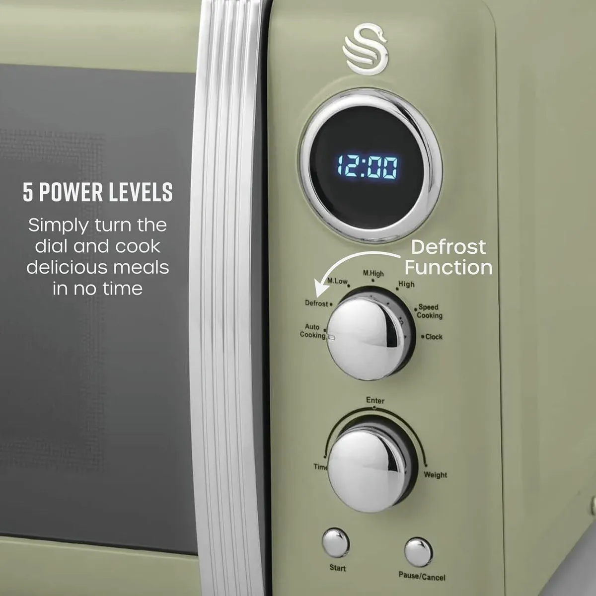 Retro LED Digital Microwave Green 20L 800W 6 - Image 4