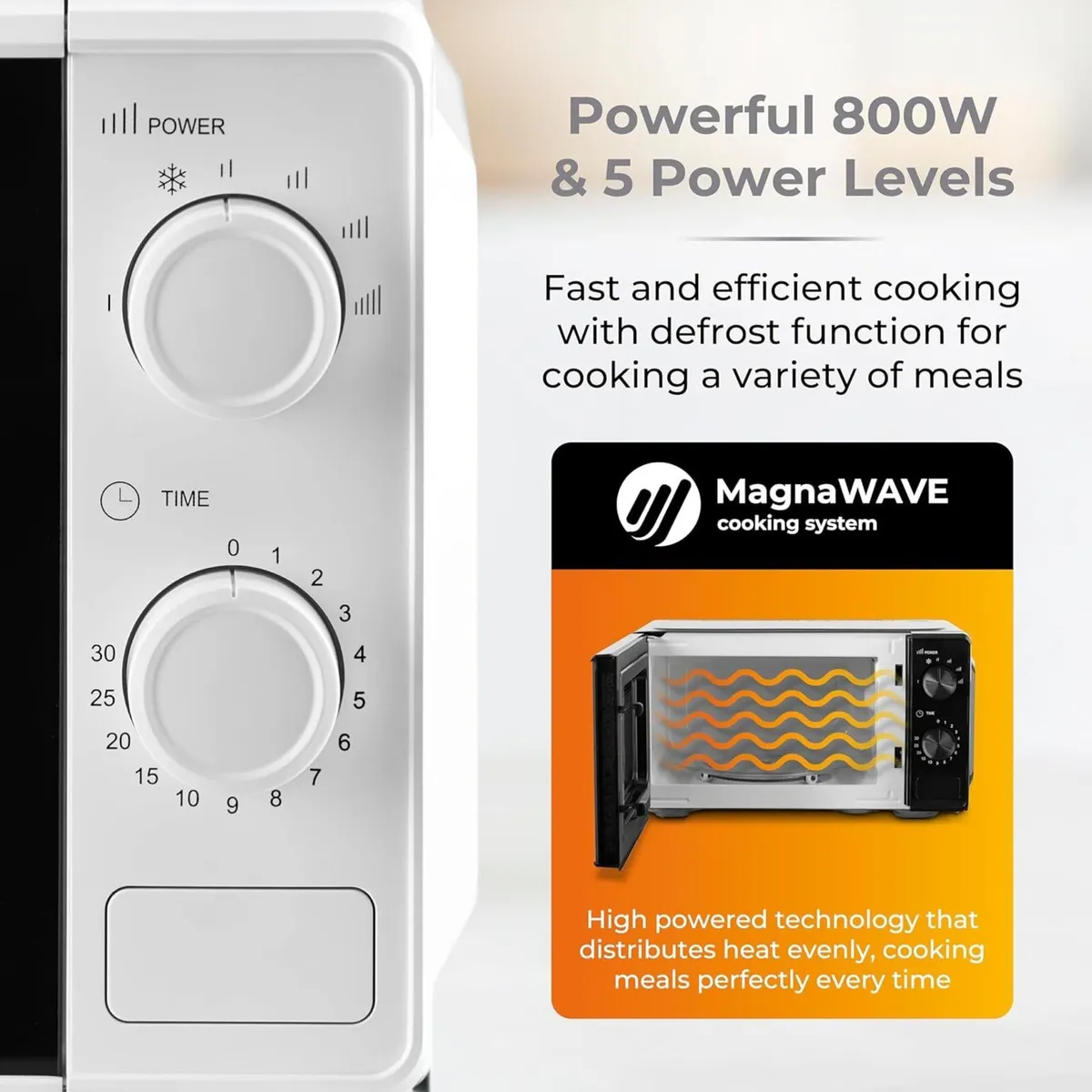 Manual 20 Litre 800W Microwave with Dial Controls - Image 4