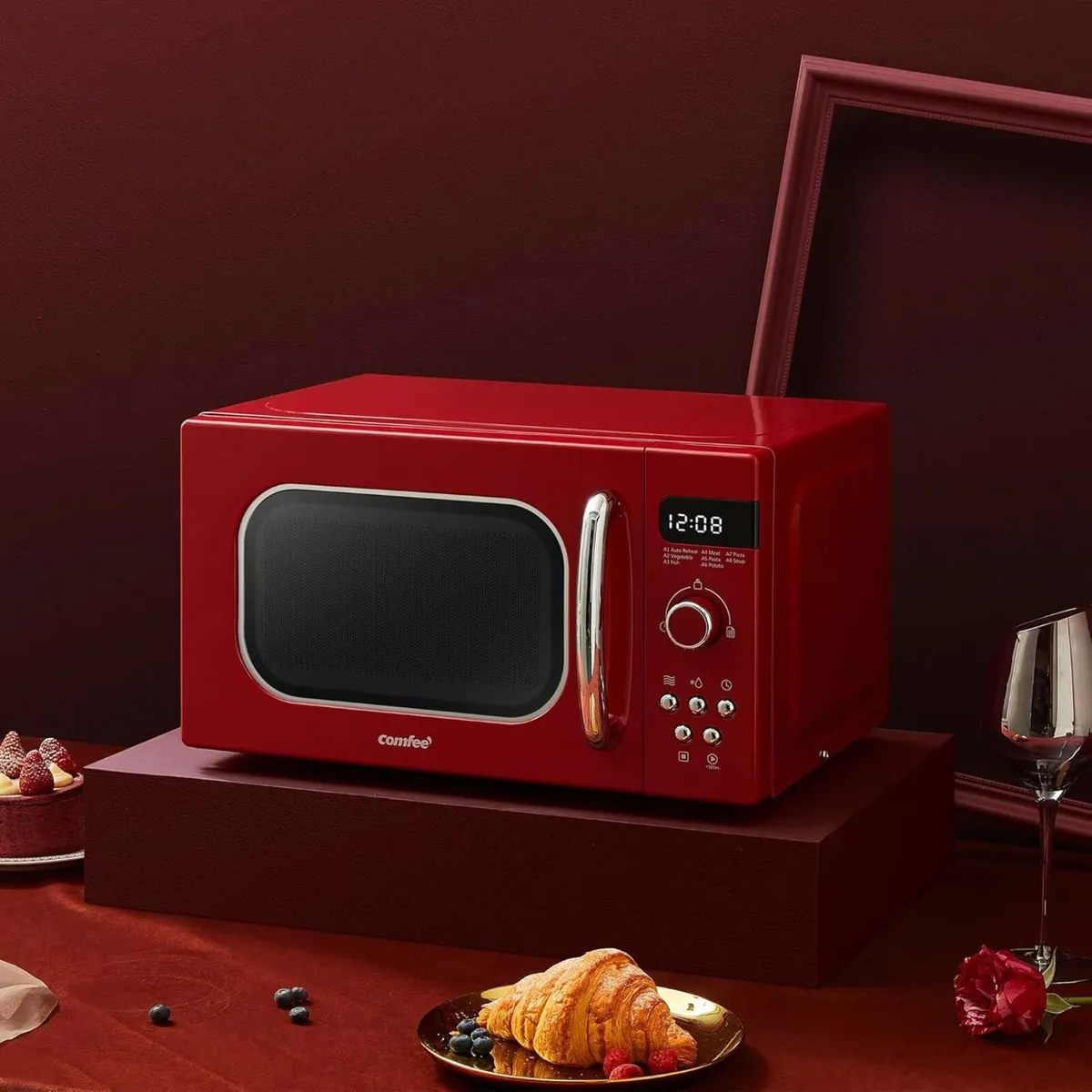 Retro Style 800w 20L Microwave Oven with 8 Auto - Image 2