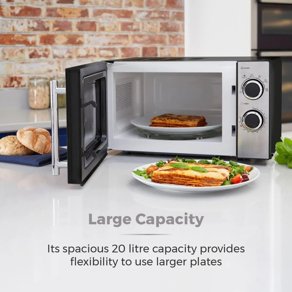 800W 20L Microwave with 5 Power Levels and a 30 - Image 2