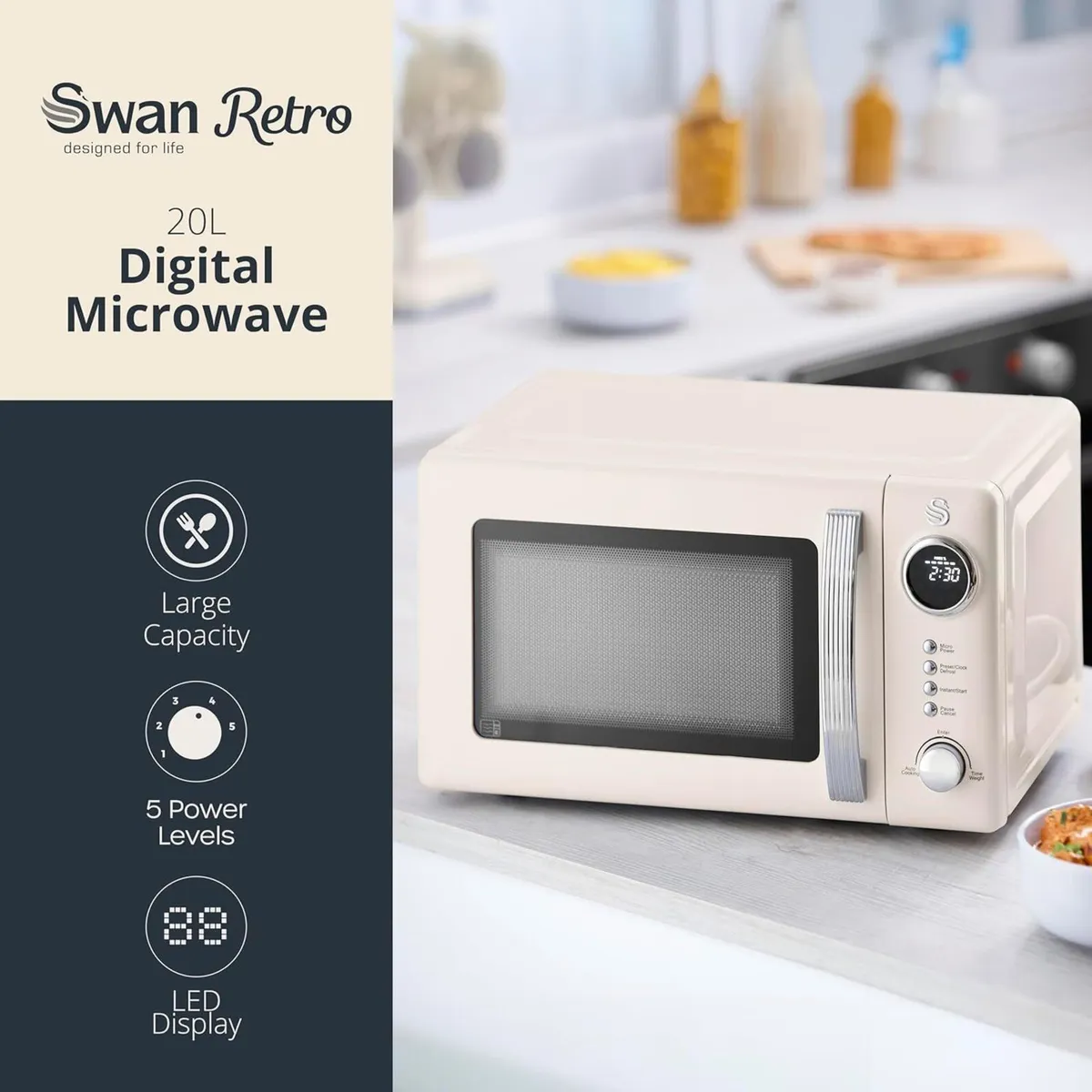 Retro 20L Digital Microwave 5 Power Levels 12 - Image 3