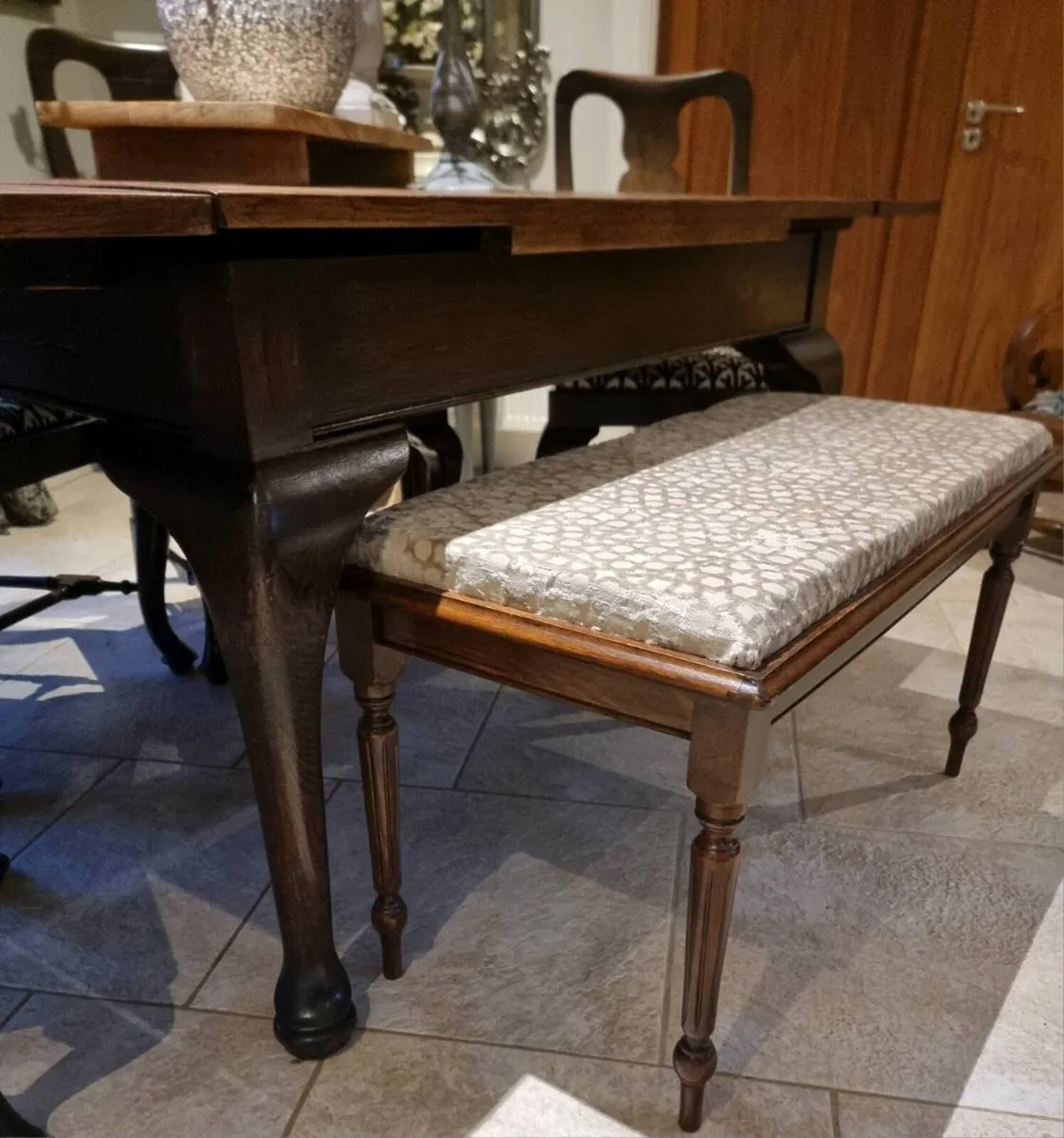 Beautiful Antique Extendable Table, Chairs & Bench - Image 4
