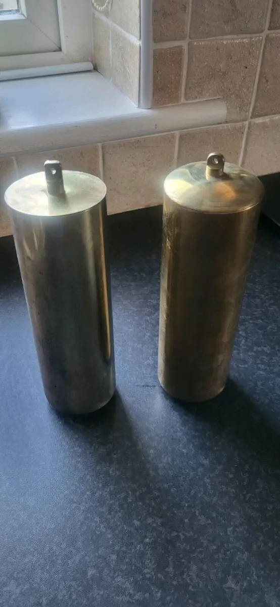 Longcase clock brass cased weights - Image 4