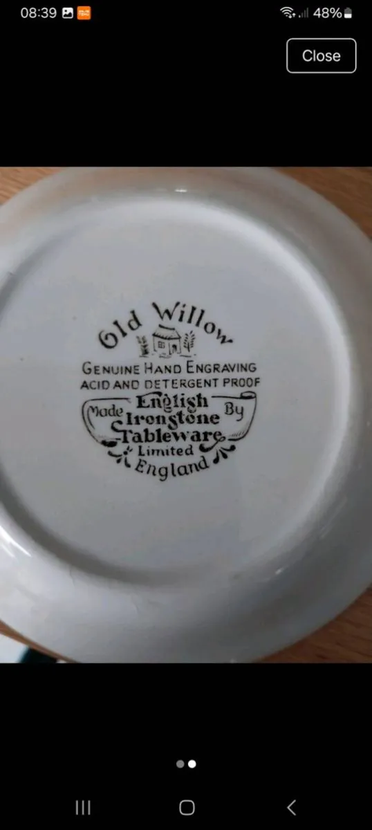 3 antique old willow bowls - Image 2