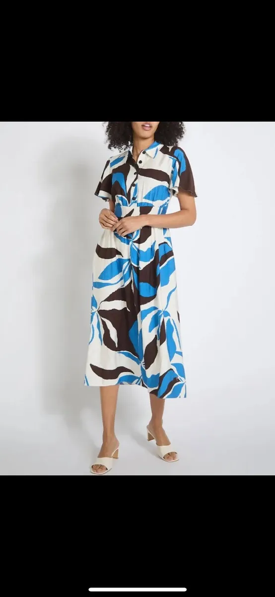 NEW Printed Collar Midi Dress: Size 10 - Image 1