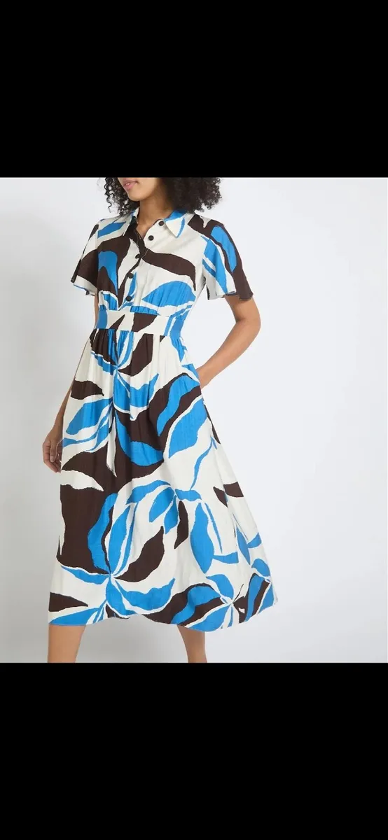 NEW Printed Collar Midi Dress: Size 10 - Image 4