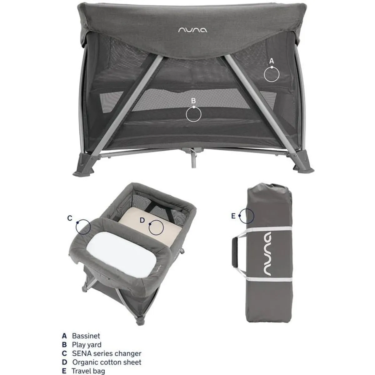 Nuna SENA aire (Zip on bassinet)- Graphite - Image 2