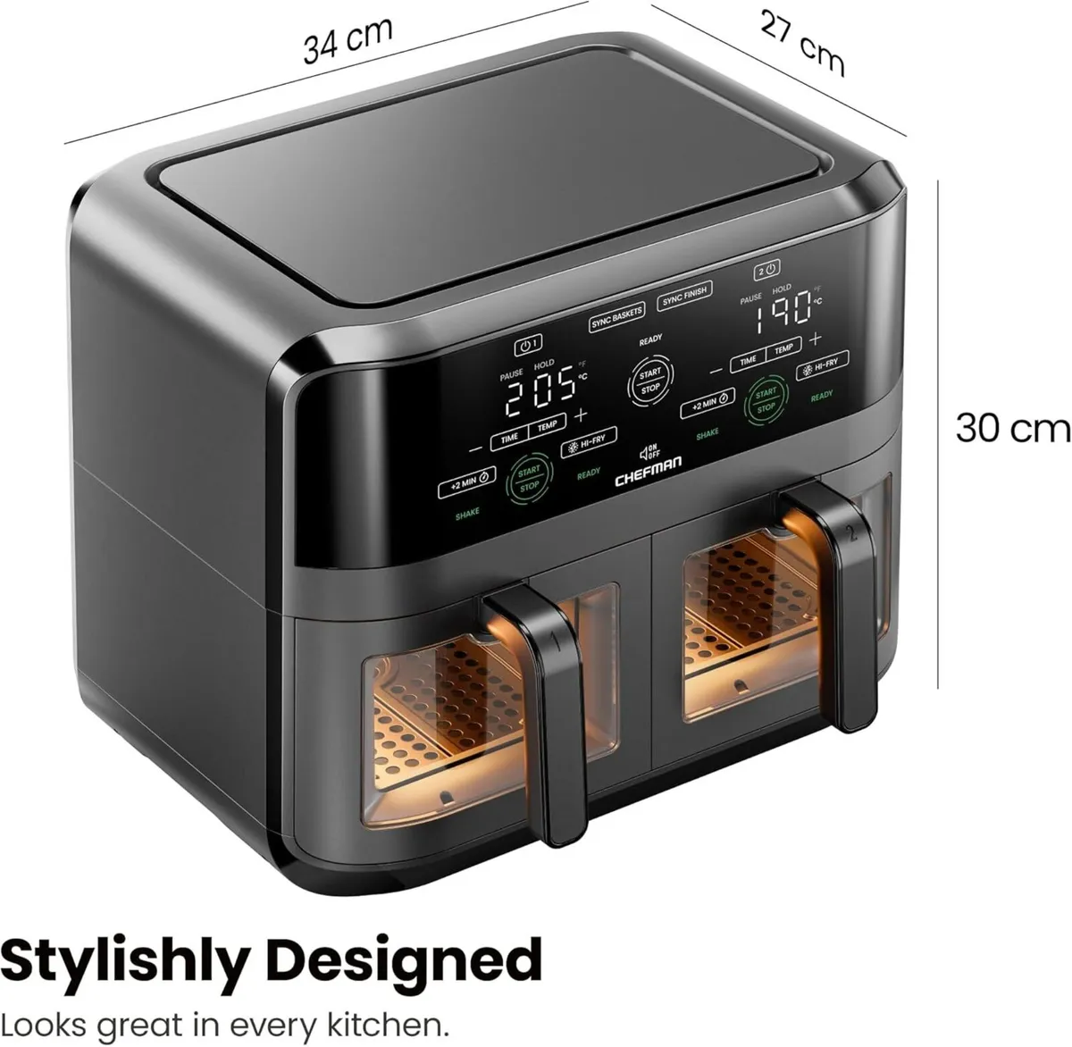 5.6L Dual Air Fryer Oven Dishwasher Safe Frying - Image 3