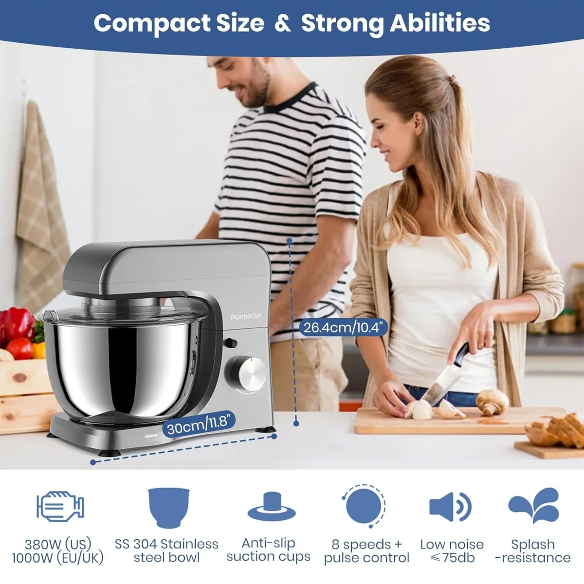 Electric Kitchen Stand Mixer: 1000W 8-Speed - Image 2