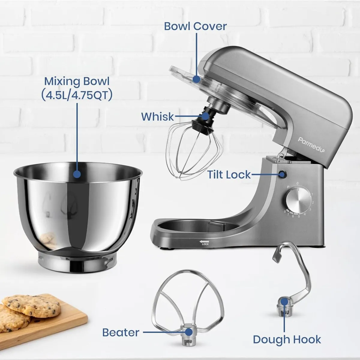 Electric Kitchen Stand Mixer: 1000W 8-Speed - Image 3