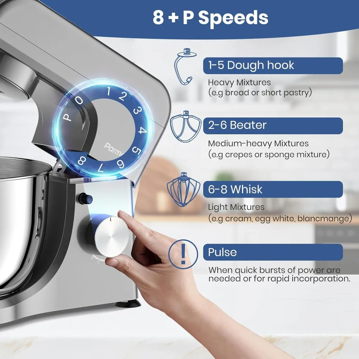 Electric Kitchen Stand Mixer: 1000W 8-Speed - Image 4