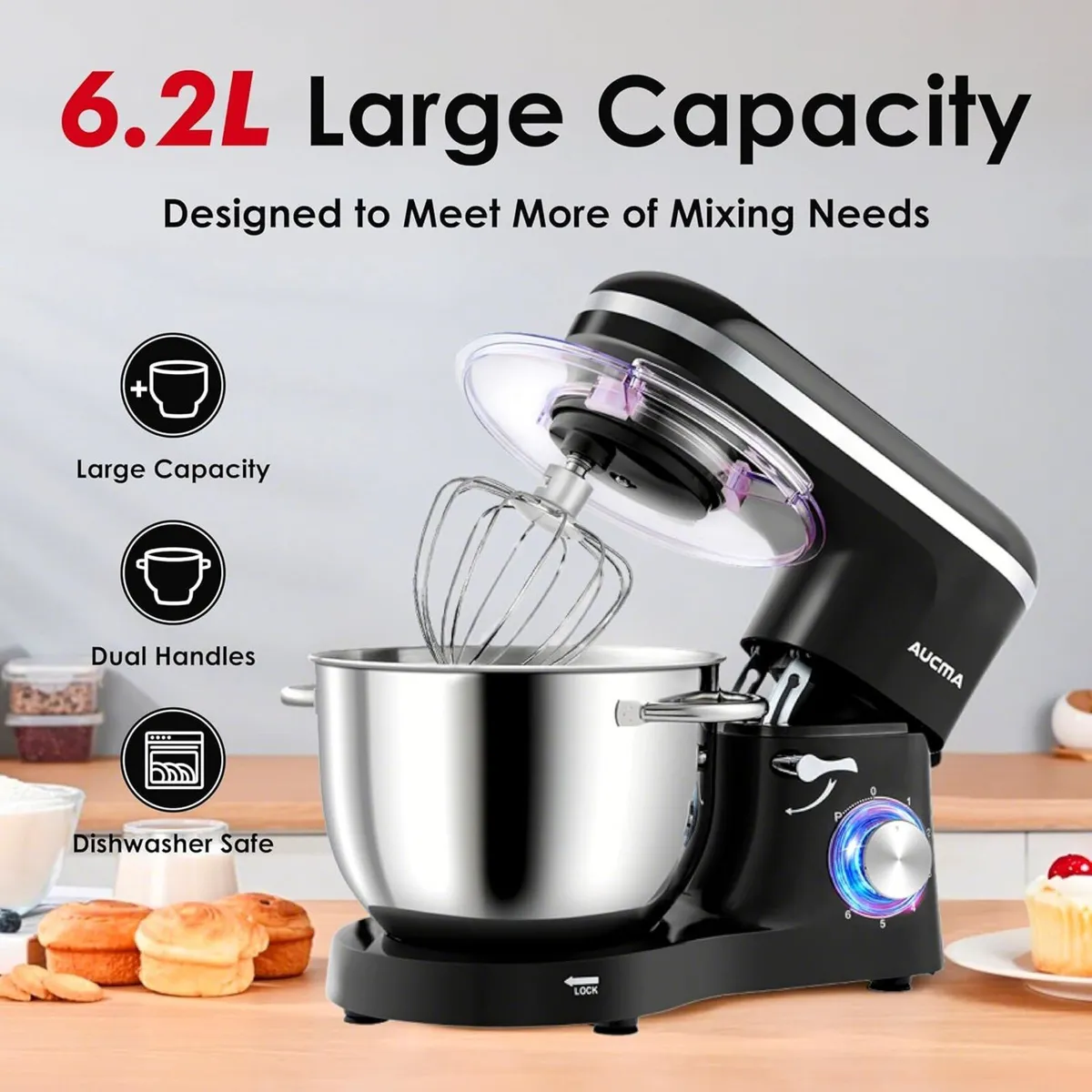 Stand Mixer 6.2L Food Mixers for Baking Electric - Image 3