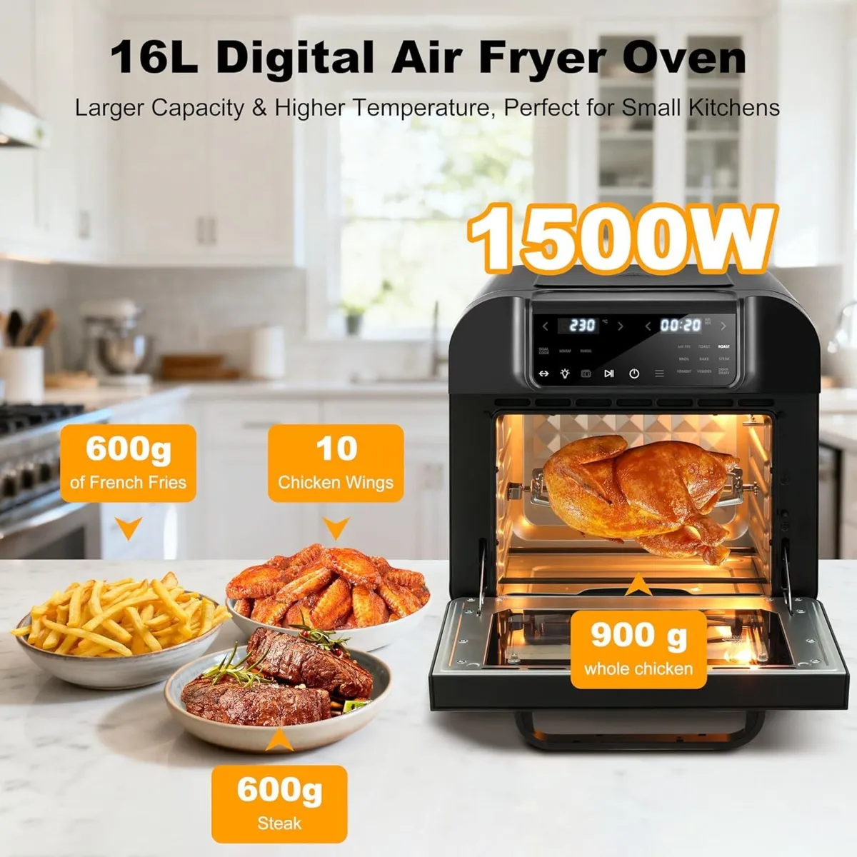 16L Air Fry Oven with Rotisserie Large Capacity - Image 2