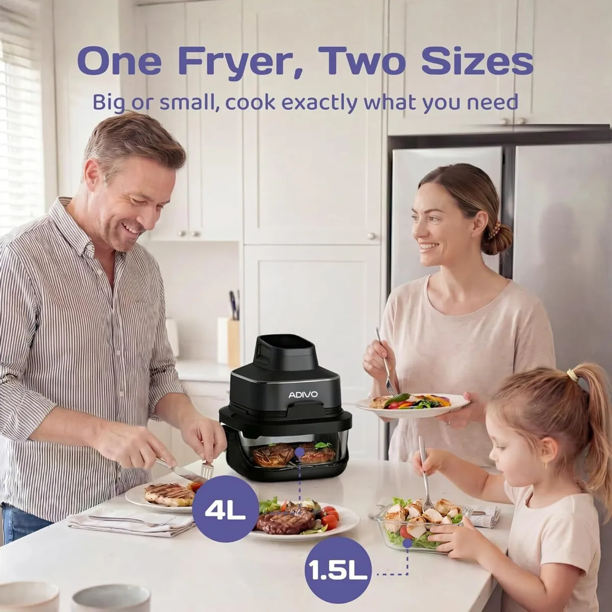 Glass Air Fryer 4L/1.5L Dual Capacity Visual - Image 4
