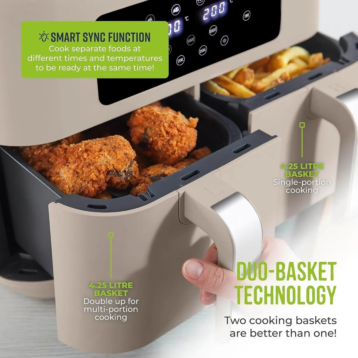 T17137MSH Vortx 8.5L Dual Basket Air Fryer with - Image 4