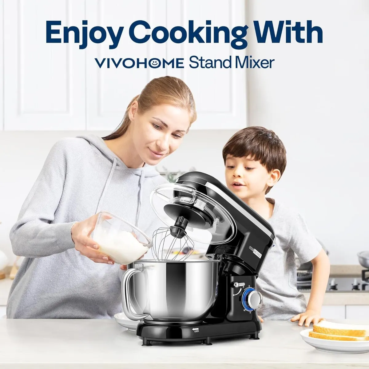 5.7L Stand Mixer 1500W 10 Speed Tilt-Head Kitchen - Image 3