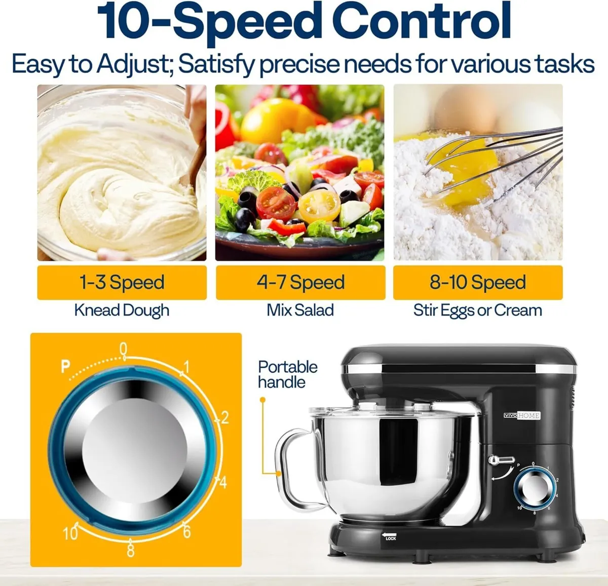 5.7L Stand Mixer 1500W 10 Speed Tilt-Head Kitchen - Image 4