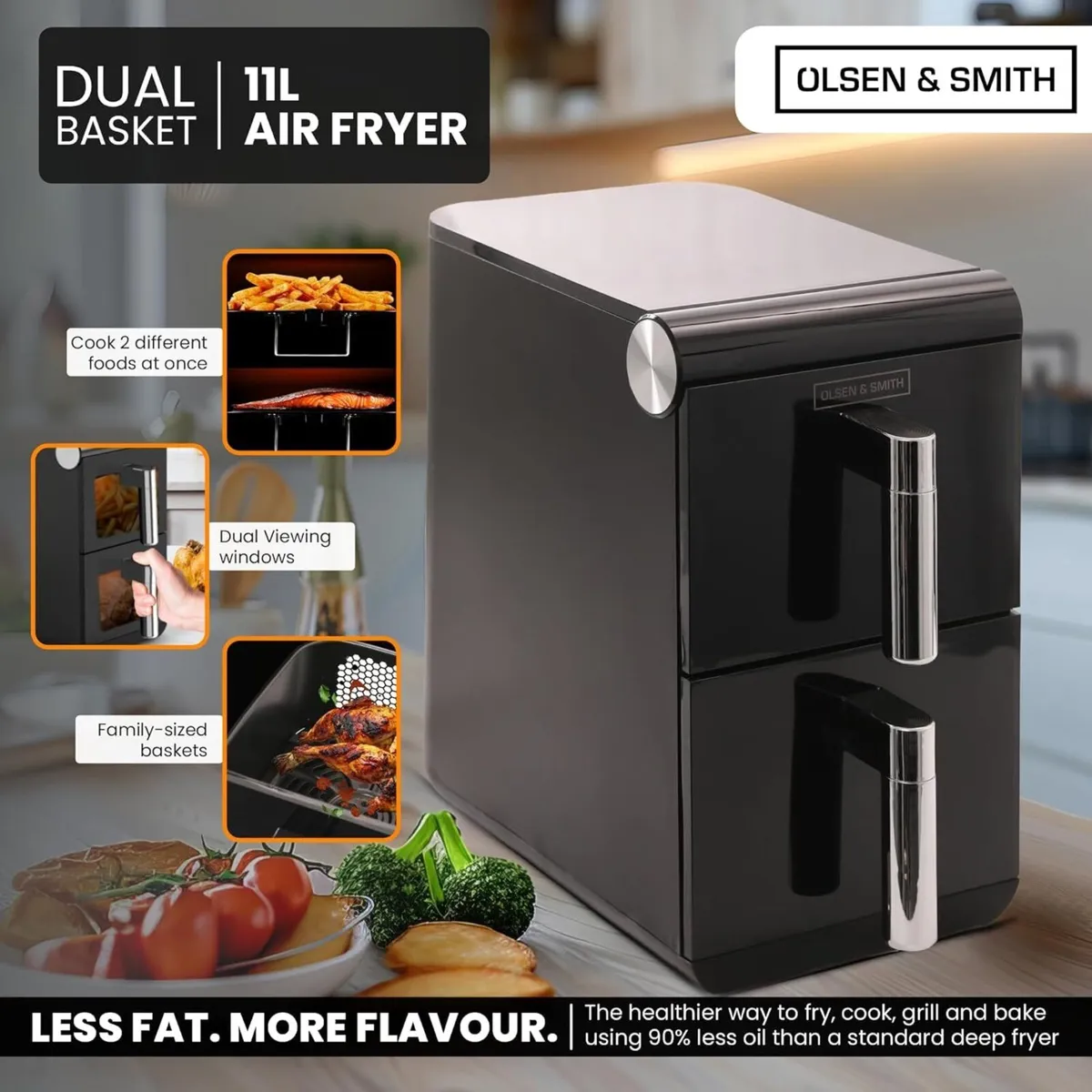 11L Vertical Dual Stack Air Fryer with Two 5.5L - Image 4