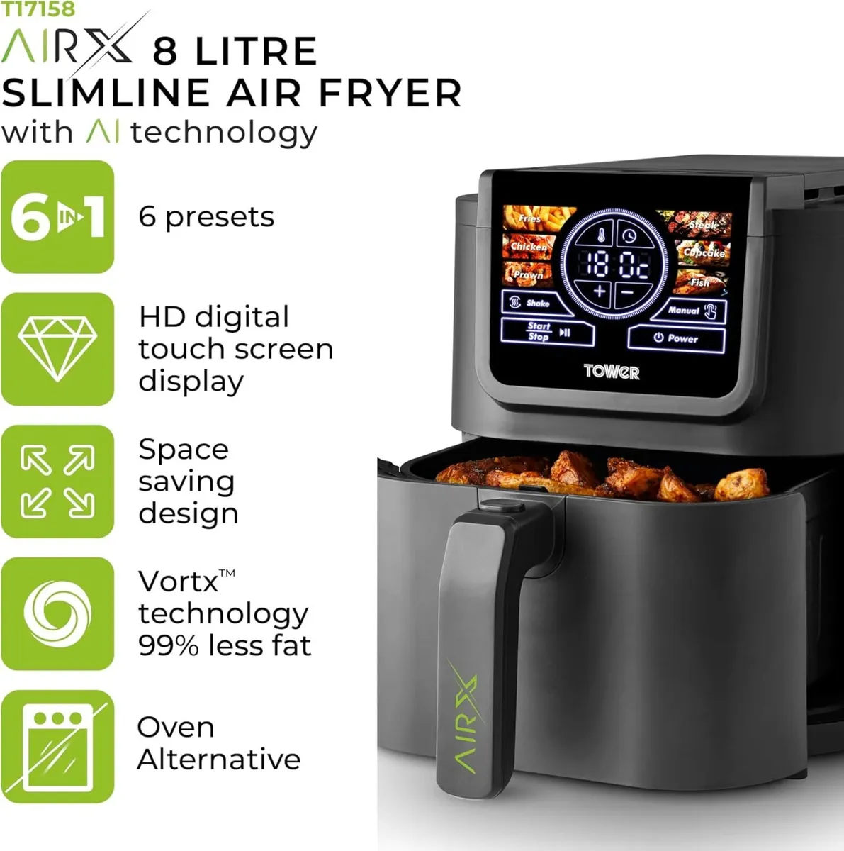 8L AIRX Digital Single Basket Air Fryer with A.I. - Image 3