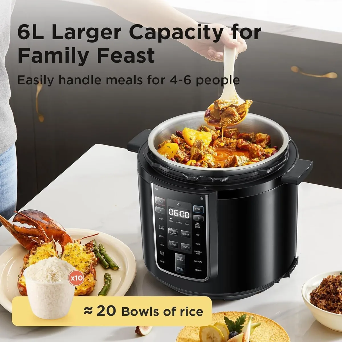 Pressure Cooker 6L 70% Faster 13 Presets Recipes - Image 2