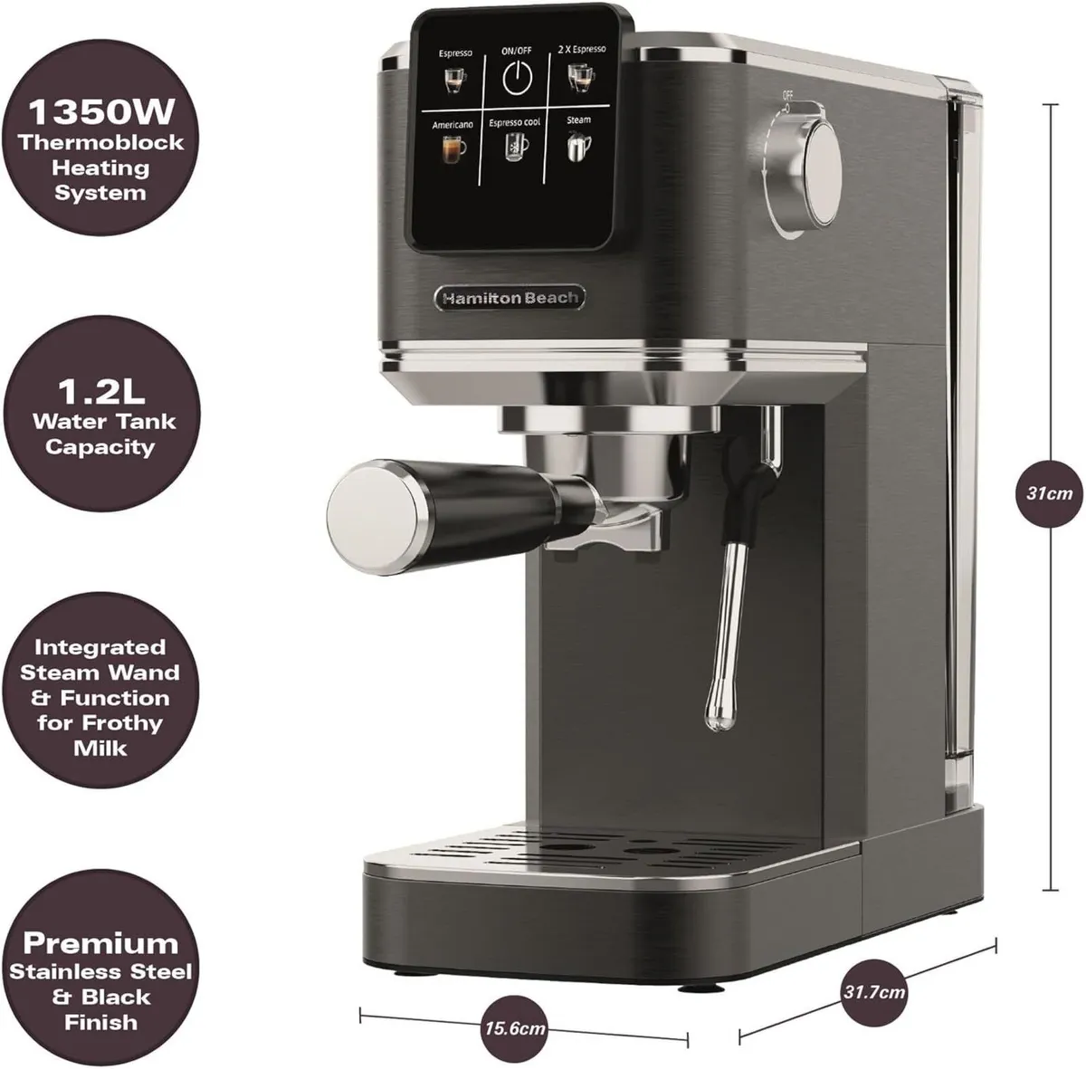 Espresso Coffee Machine BaristaPro 5-in-1 Compact - Image 3