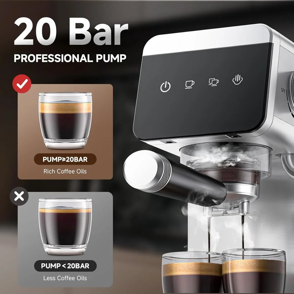 Coffee Machine 20 Bar 1350W Espresso Compact - Image 4