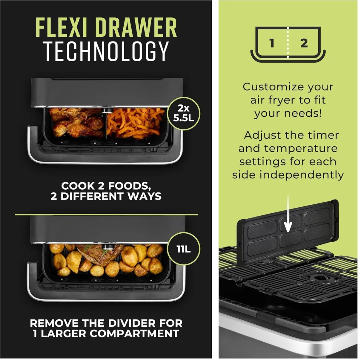 T17200 Elite Flexi-Drawer Air Fryer with Divider - Image 4