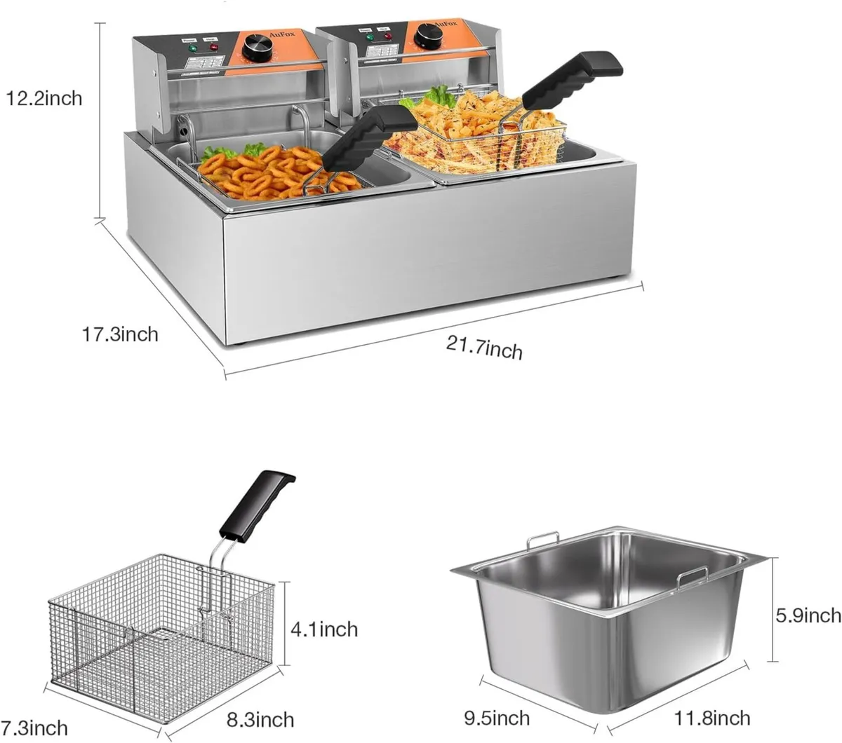 Commercial Deep Fryer 20L Dual Tank Fryers with - Image 3
