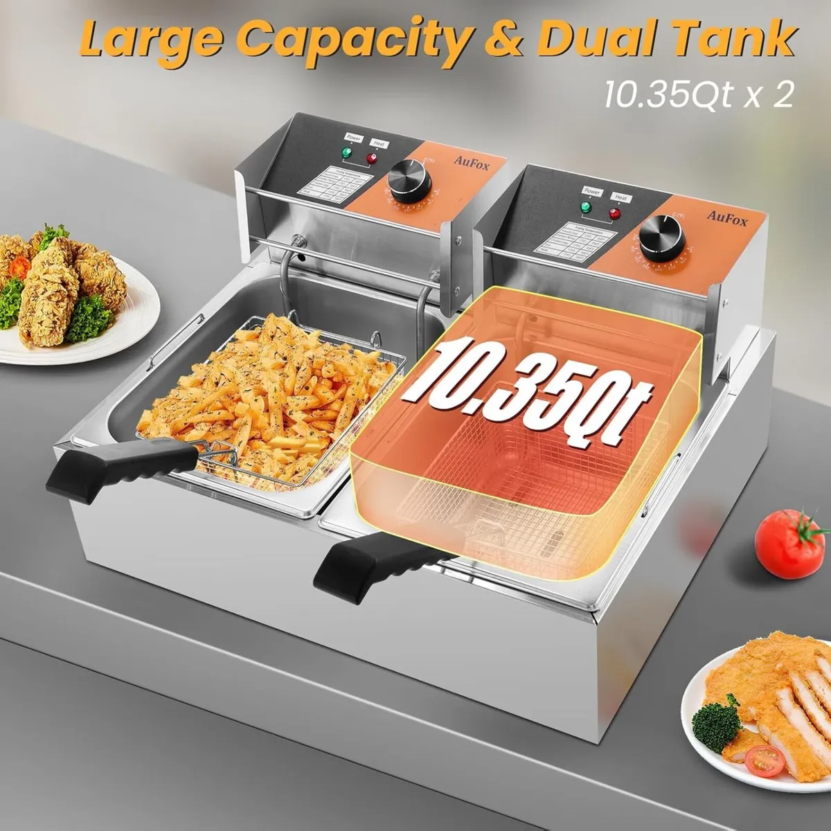 Commercial Deep Fryer 20L Dual Tank Fryers with - Image 4