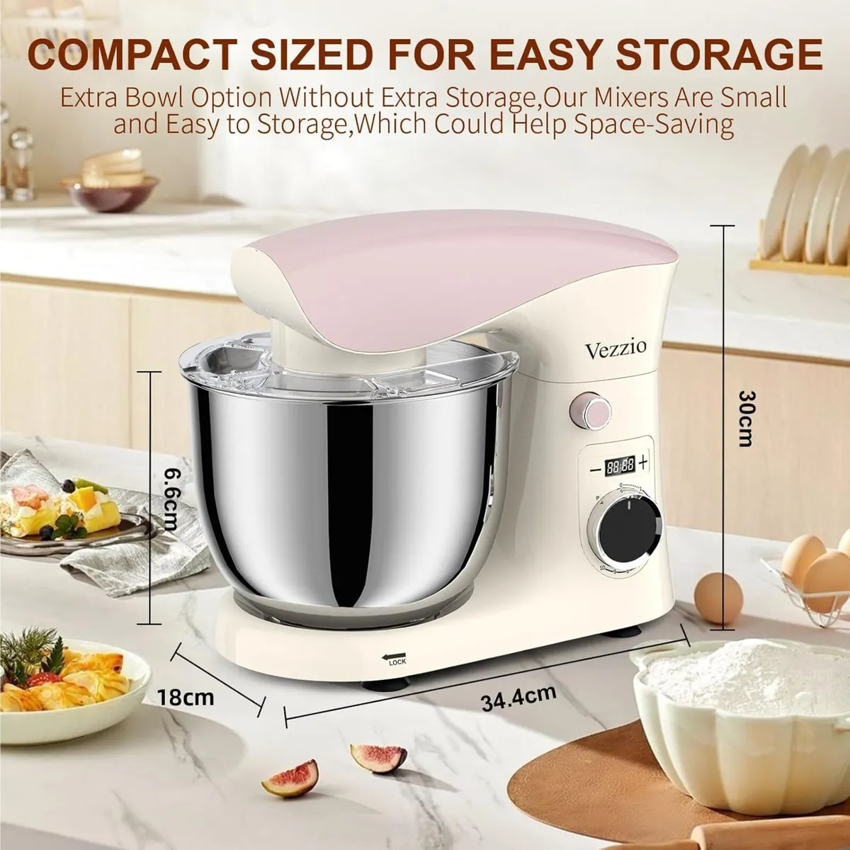 Small Stand Mixer 1500W 10-Speed Food Mixers For - Image 2